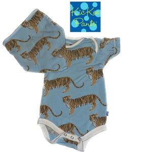 KicKee Pants Pond Tiger One Piece Matching Bib Size 0-3m
